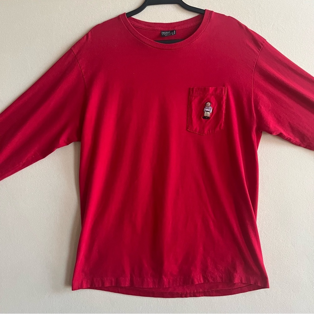 Vintage Polo Ralph‎ Lauren Polo Bear Pocket Long Sleeve Red Tee Men’s M USA Made